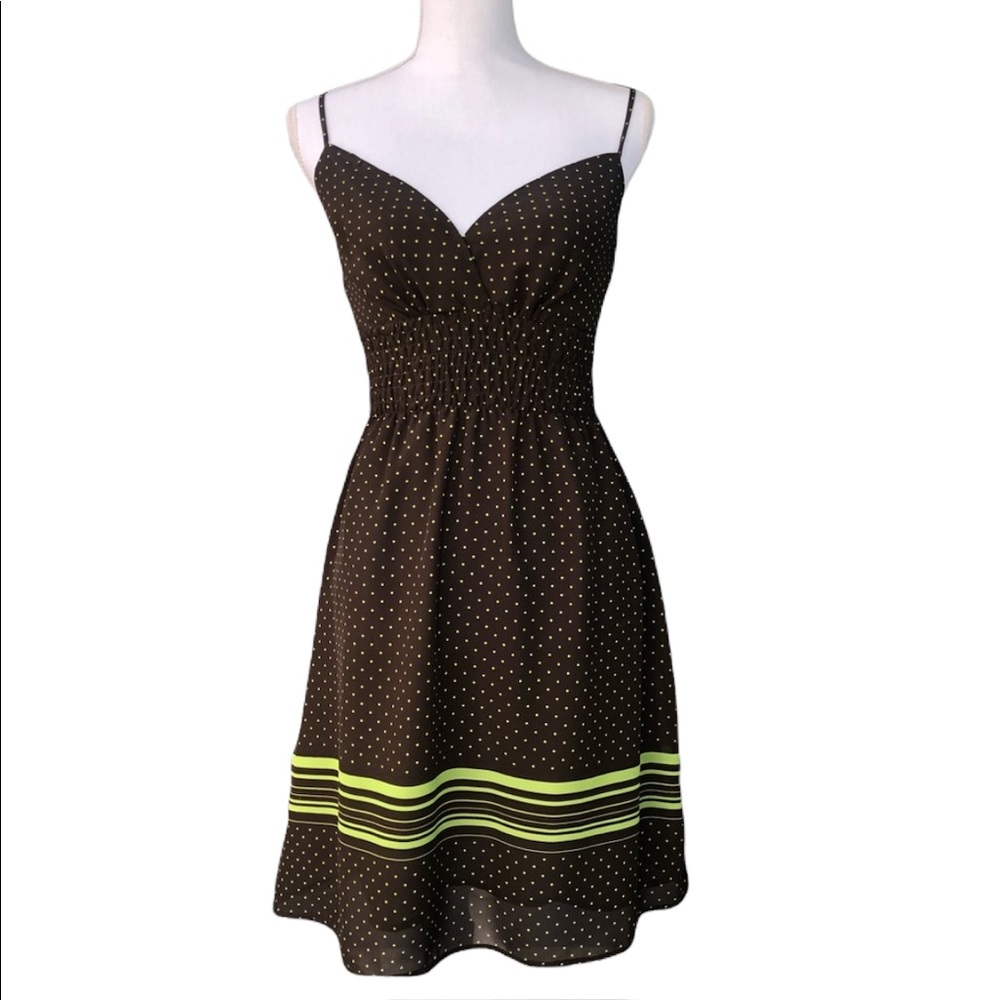 Romy Brown with Green Polka Dot Dress Size Small